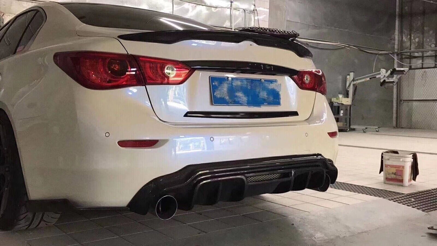 Black Carbon Fiber Rear Bumper Diffuser Lip For Infiniti Q50 2013-2017 S Style