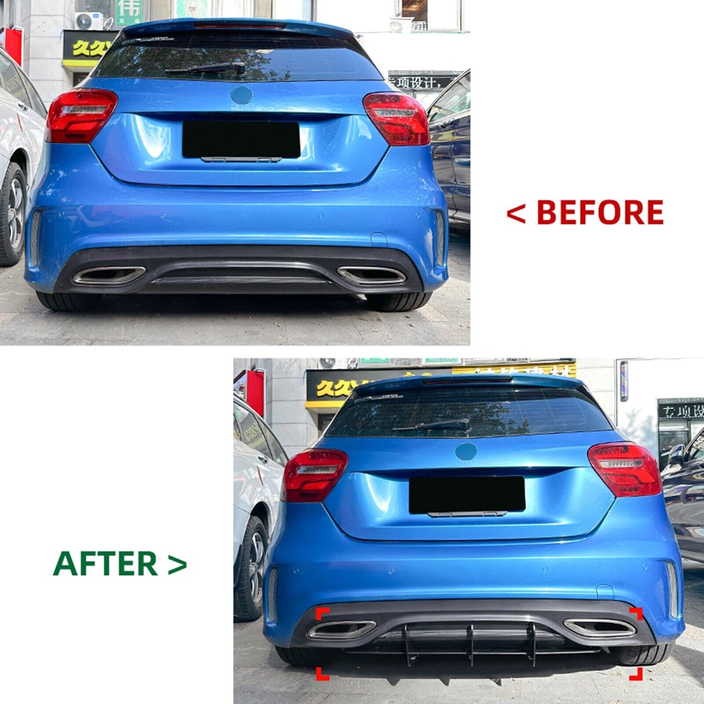 1x Rear Bumper Diffuser Spoiler Lip Fit For Benz A Class W176 2016-2018 AMG Line