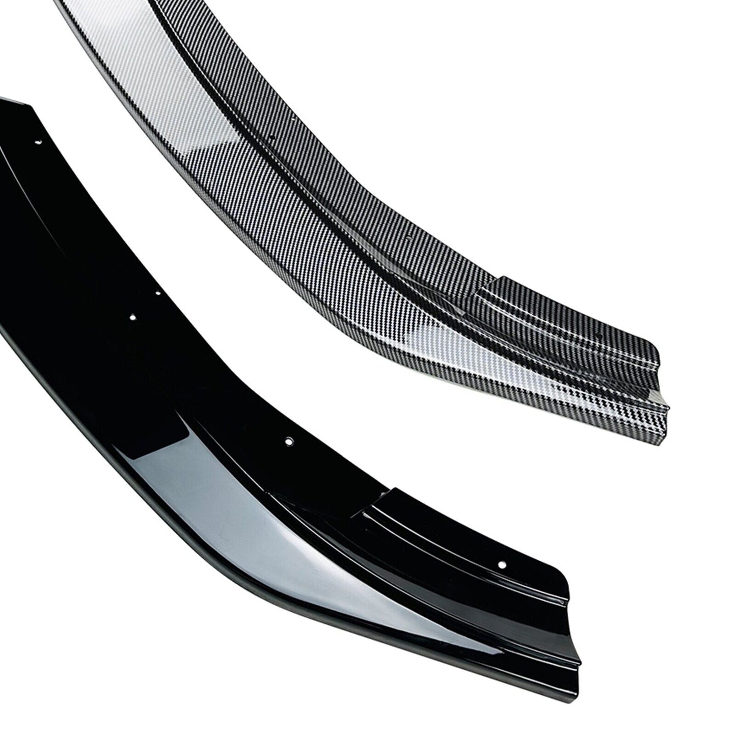 3Pcs Front Bumper Spoiler Lip Kit For Ford Focus RS MK3 2015-2018 Glossy Black
