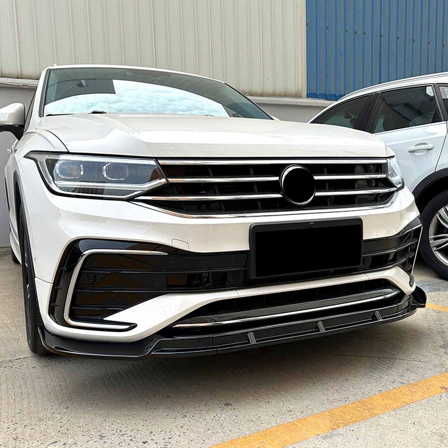 3Pcs Front Bumper Spoiler Lip For Volkswagen Tiguan Rline 2021 2022-2023 Black