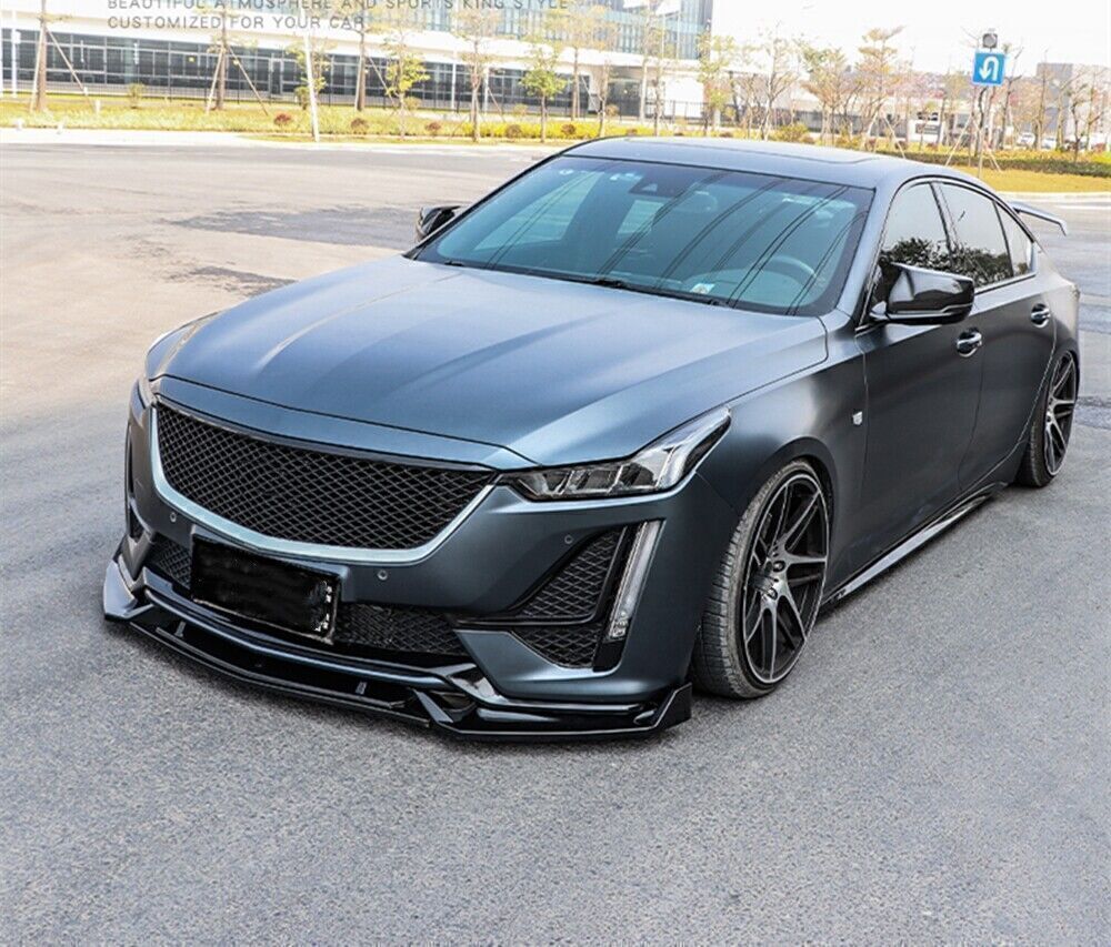 Front Bumper Spoiler Splitter Lip For Cadillac CT5 2019 2020 Carbon Fiber Look