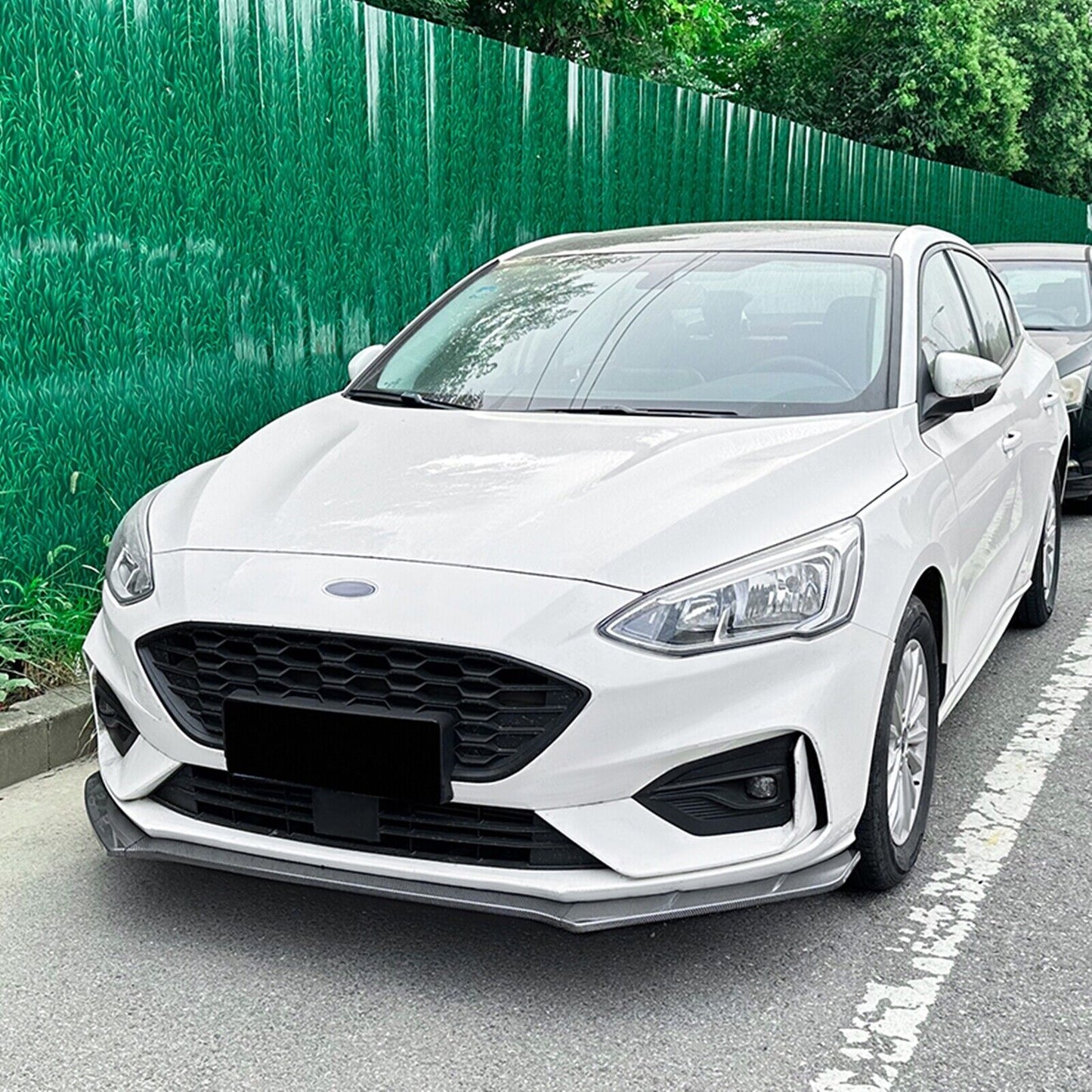 1Set Front Bumper Spoiler Lip For Focus MK4 ST Line 2019-2022 Carbon Fiber Look
