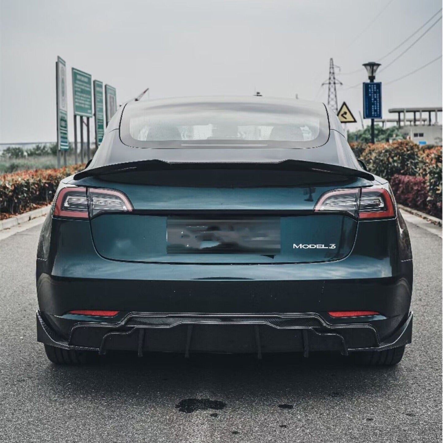 1Set BLK Rear Bumper Diffuser Lip Side Splitter Cover For Tesla Model 3 2017-23