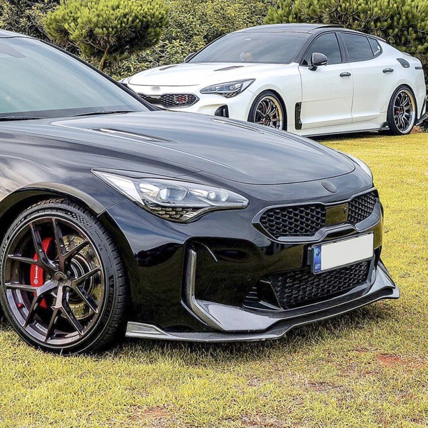 1Set Car Front Bumper Spoiler Lip Kit For Kia Stinger 2018 2019-2023 Gloss Black