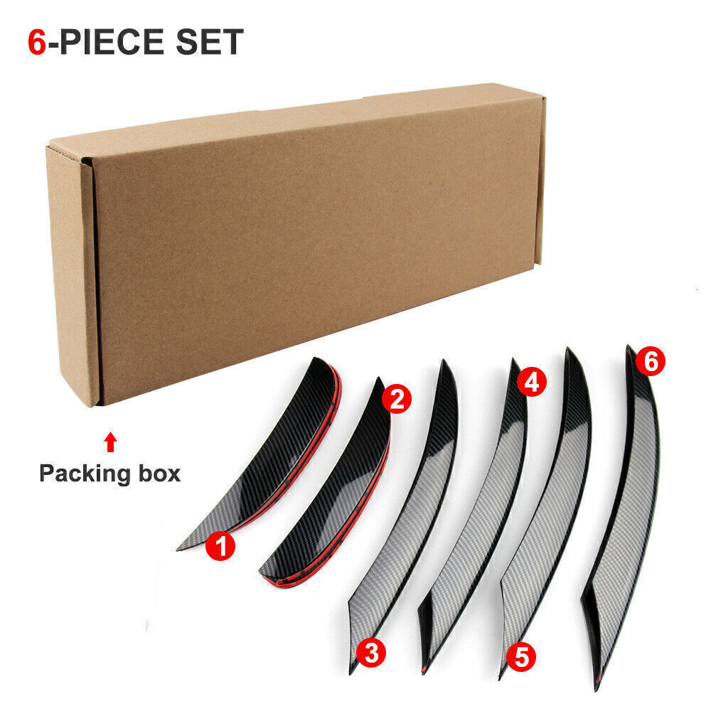 6Pcs Front Air Intake Vent Spoiler Trim For Benz C Series 19-21 Carbon Fiber