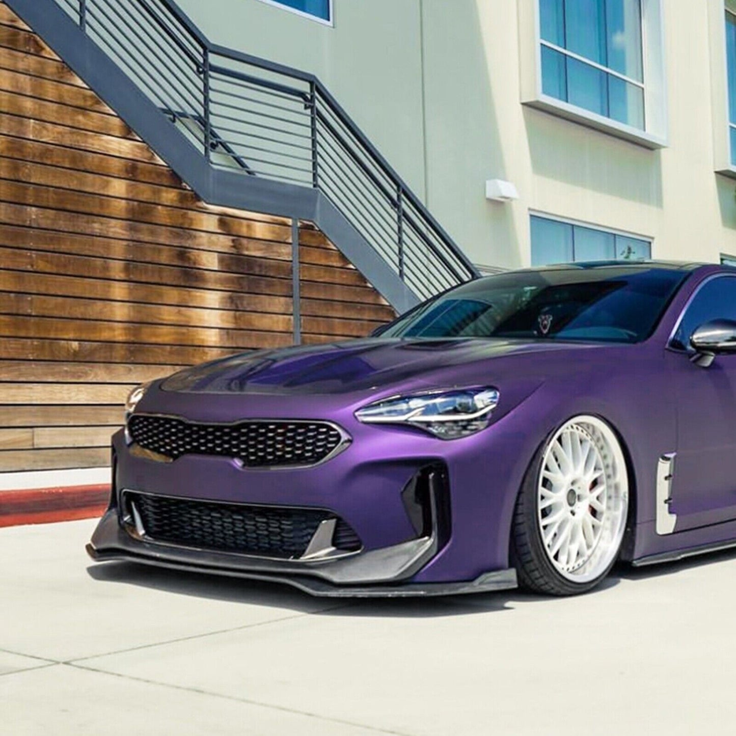 1Set Car Front Bumper Spoiler Lip Kit For Kia Stinger 2018 2019-2023 Gloss Black