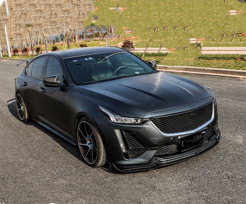 1 Set Glossy Black Car Front Bumper Spoiler Lip Fit For Cadillac CT5 2019-2020