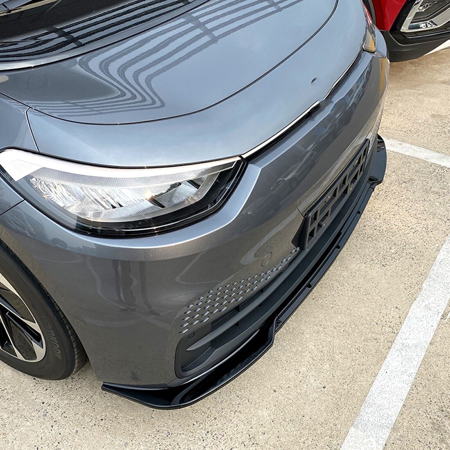 Gloss Black Front Bumper Spoiler Splitter Lip Kit For Volkswagen ID.3 2019-2022