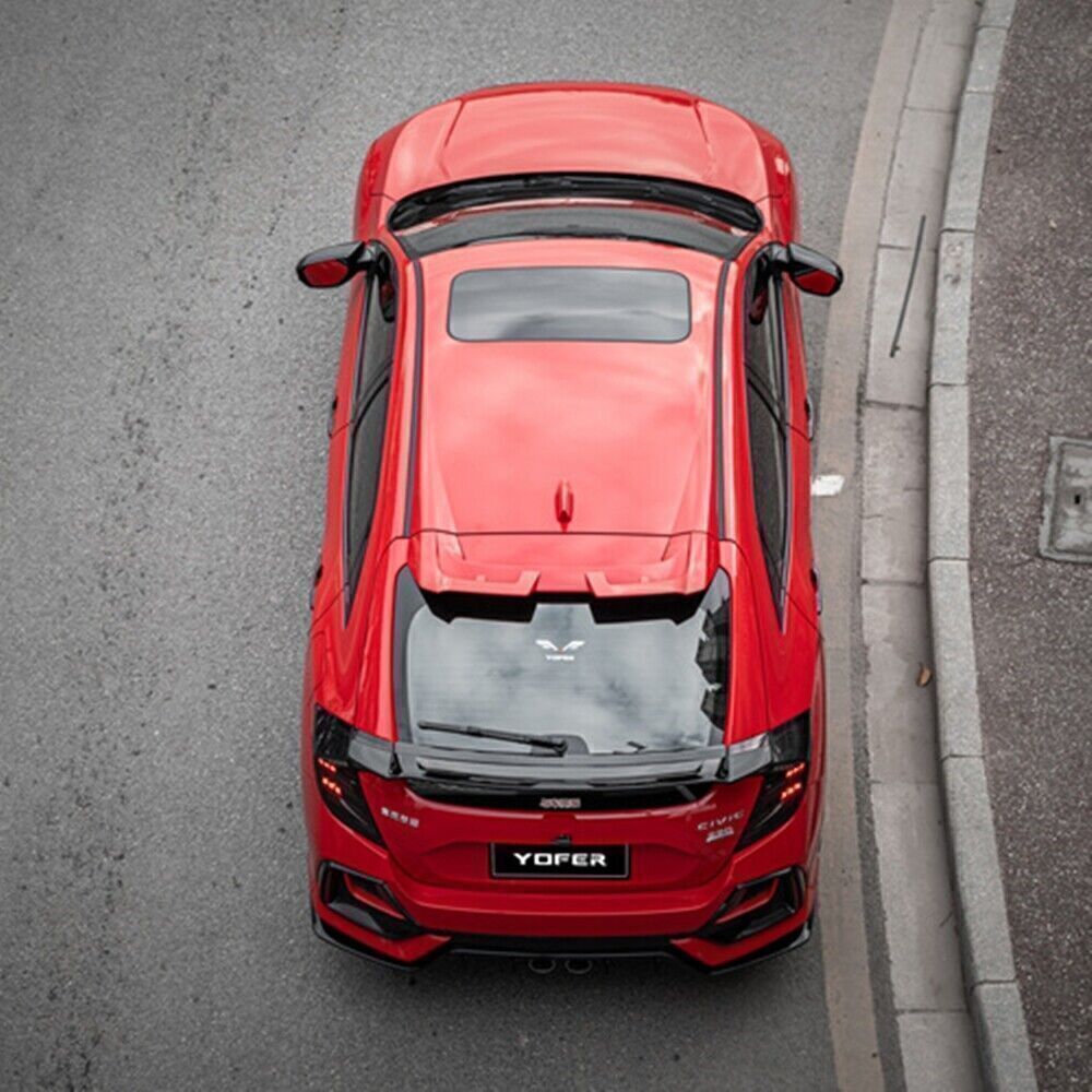 1Pair Rear Roof Spoiler Wing Lip Cover Trim Red For Honda Civic Hatchback 20-21