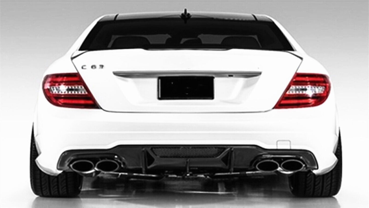 1Set Rear Diffuser Lip Bumper For Benz W204 C63 AMG 2012-2015 V Carbon Fiber