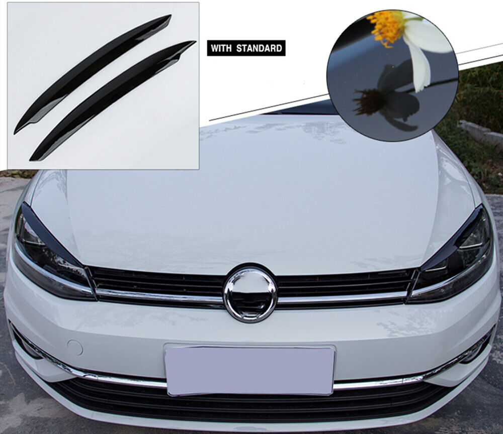 1Pair Headlight Eyebrow Eyelid Trim For VW Golf 7 VII GTI GTD R MK7 2013-2017