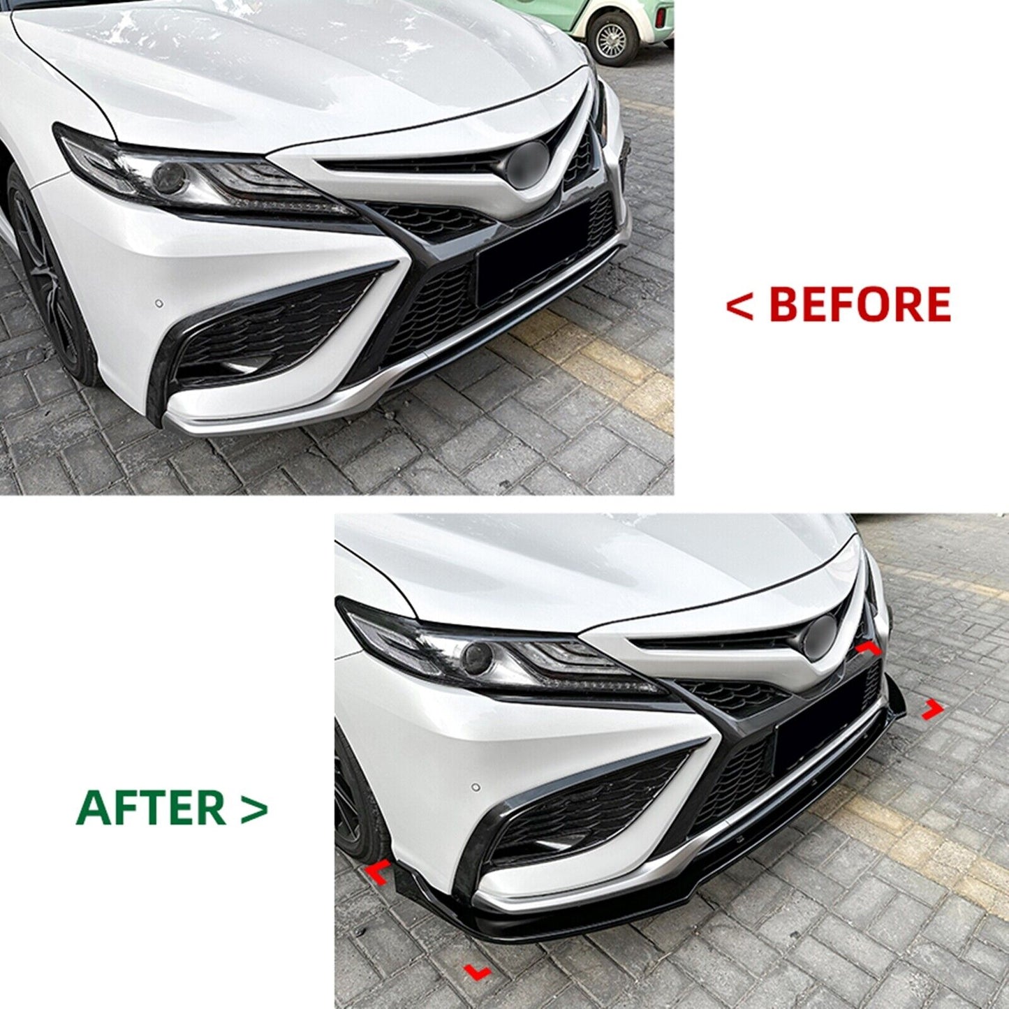 1Set Front Bumper Spoiler Lip Kit For Toyota Camry XV70 Sport 2021-2023 Carbon Fiber