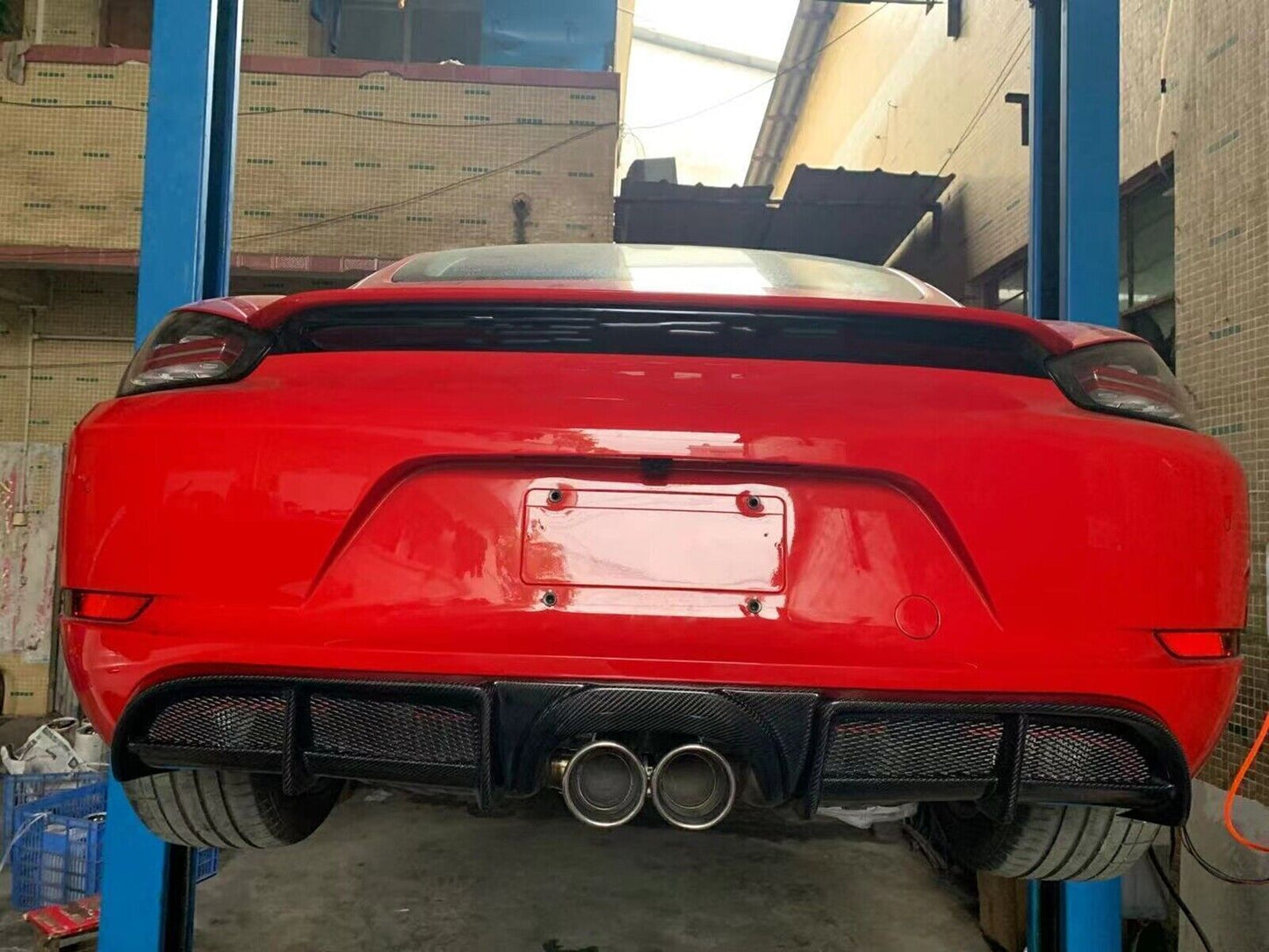 1x Rear Bumper Diffuser Lip For Porsche 718 Boxster Cayman 2016-18 Carbon Fiber