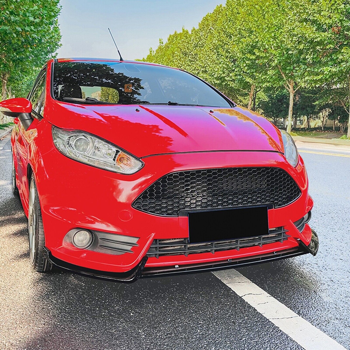 1Set Front Bumper Spoiler Lip Kit For Ford Fiesta ST MK6 2012-2017 Gloss Black