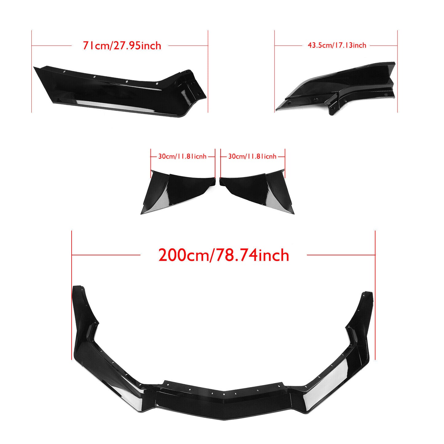 Front Bumper Spoiler Lip Splitter Kit For Corvette C8 All Models 2020-2024 Black
