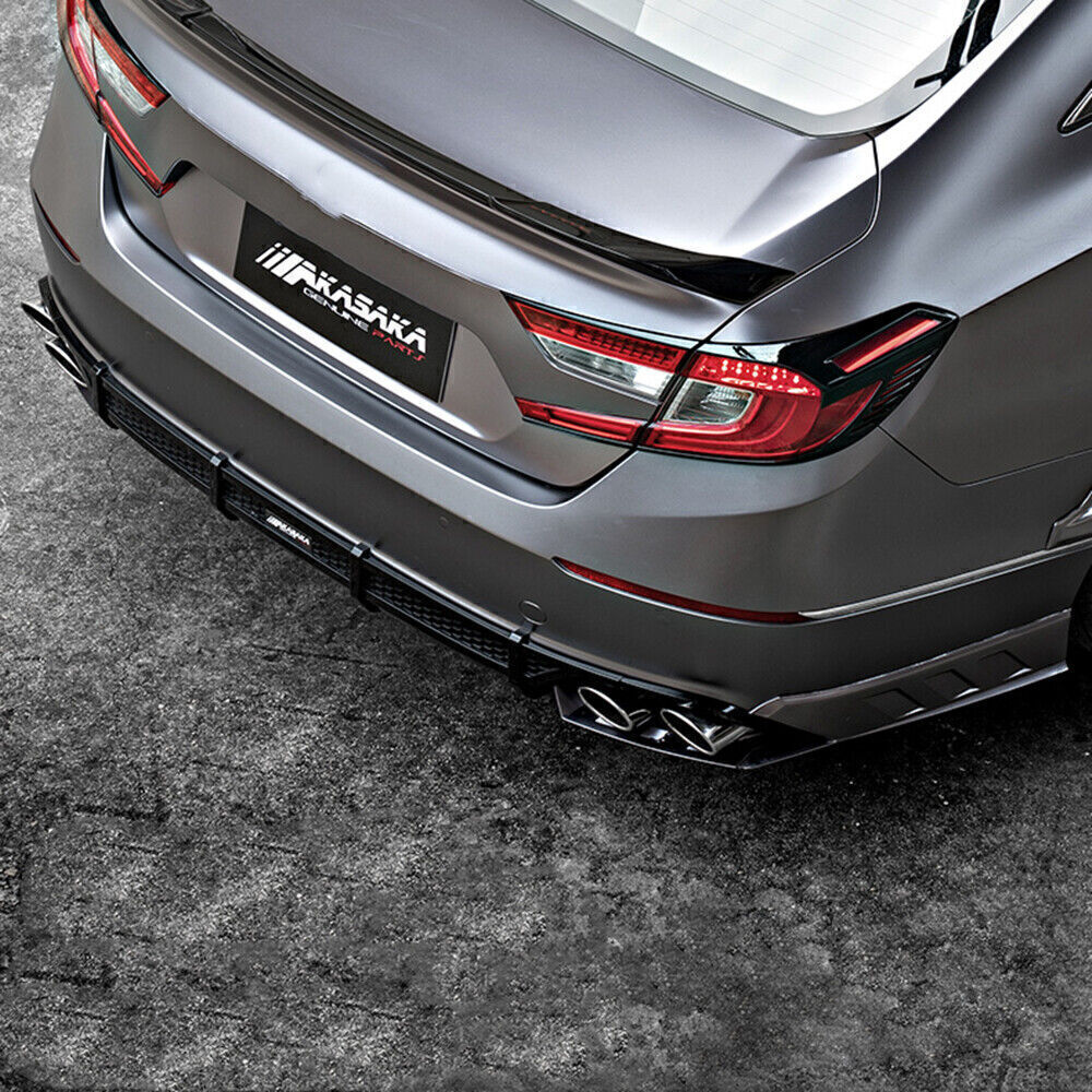 Gloss Black Front Spoiler Lip + Rear Bumper Diffuser For Honda Accord 2018-2020