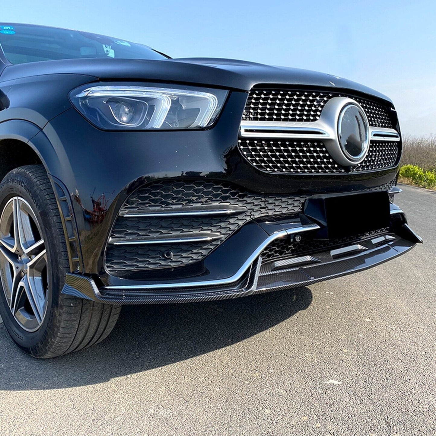 1Set Front Bumper Spoiler Lip For Mercedes Benz GLE W167 C167 2020-2023 CB Style