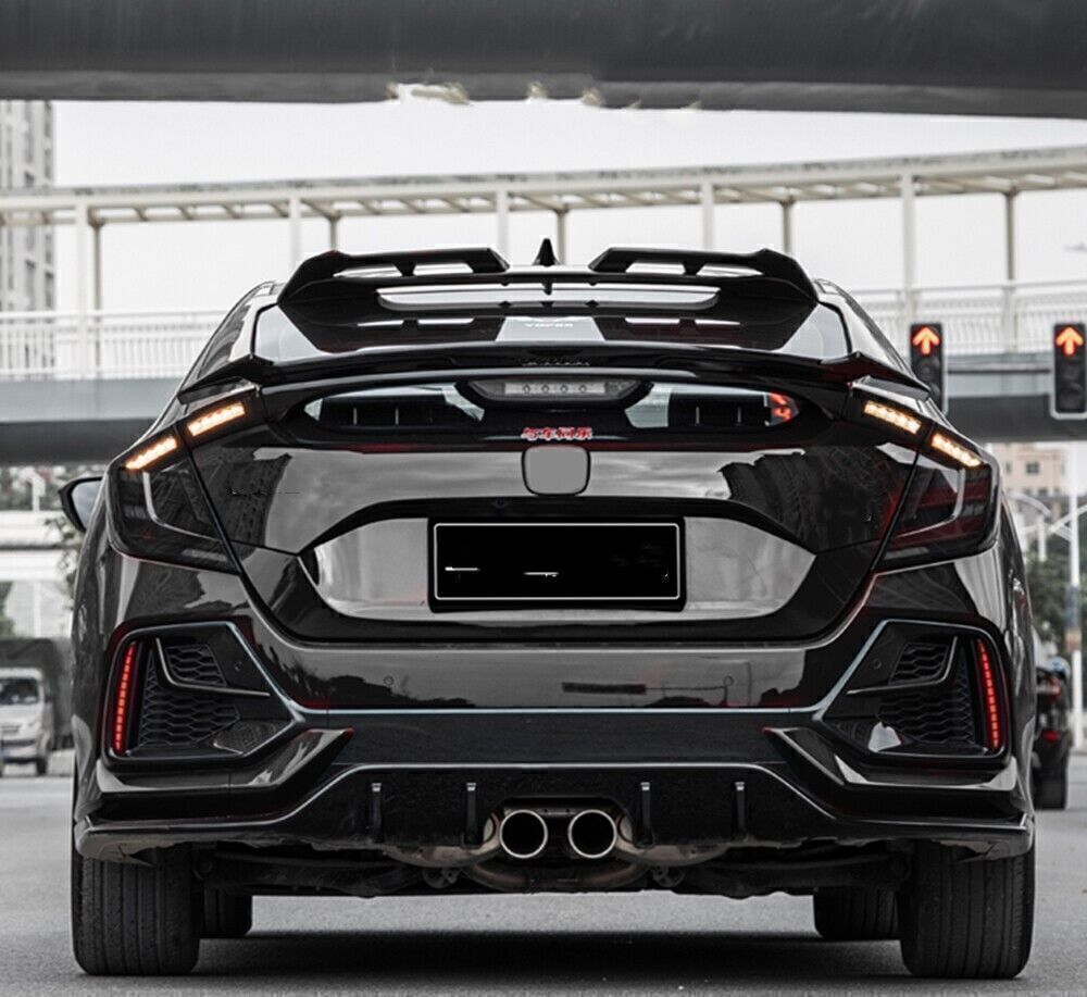 2Pcs Car Rear Roof Spoiler Wing Lip For Honda Civic Hatchback 2020-2021 Black