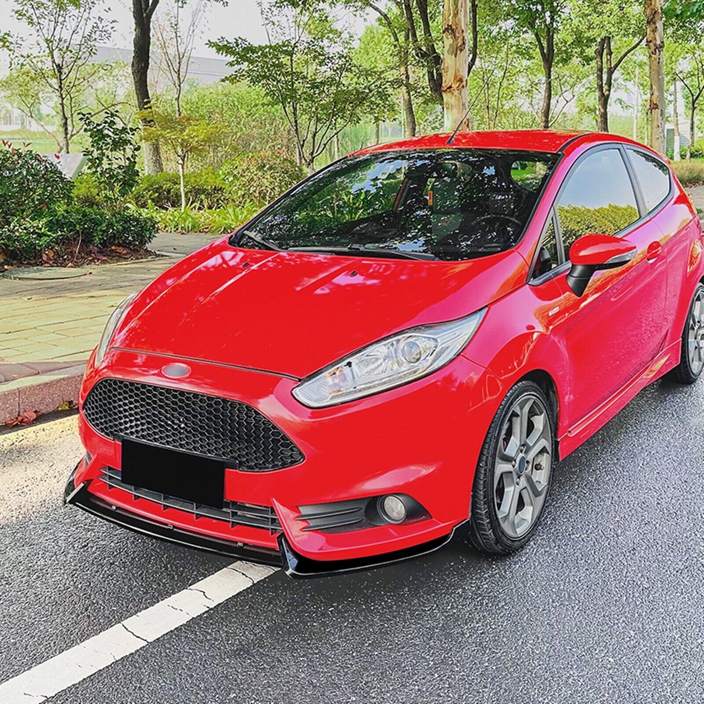 1Set Front Bumper Spoiler Lip Kit For Ford Fiesta ST MK6 2012-2017 Gloss Black