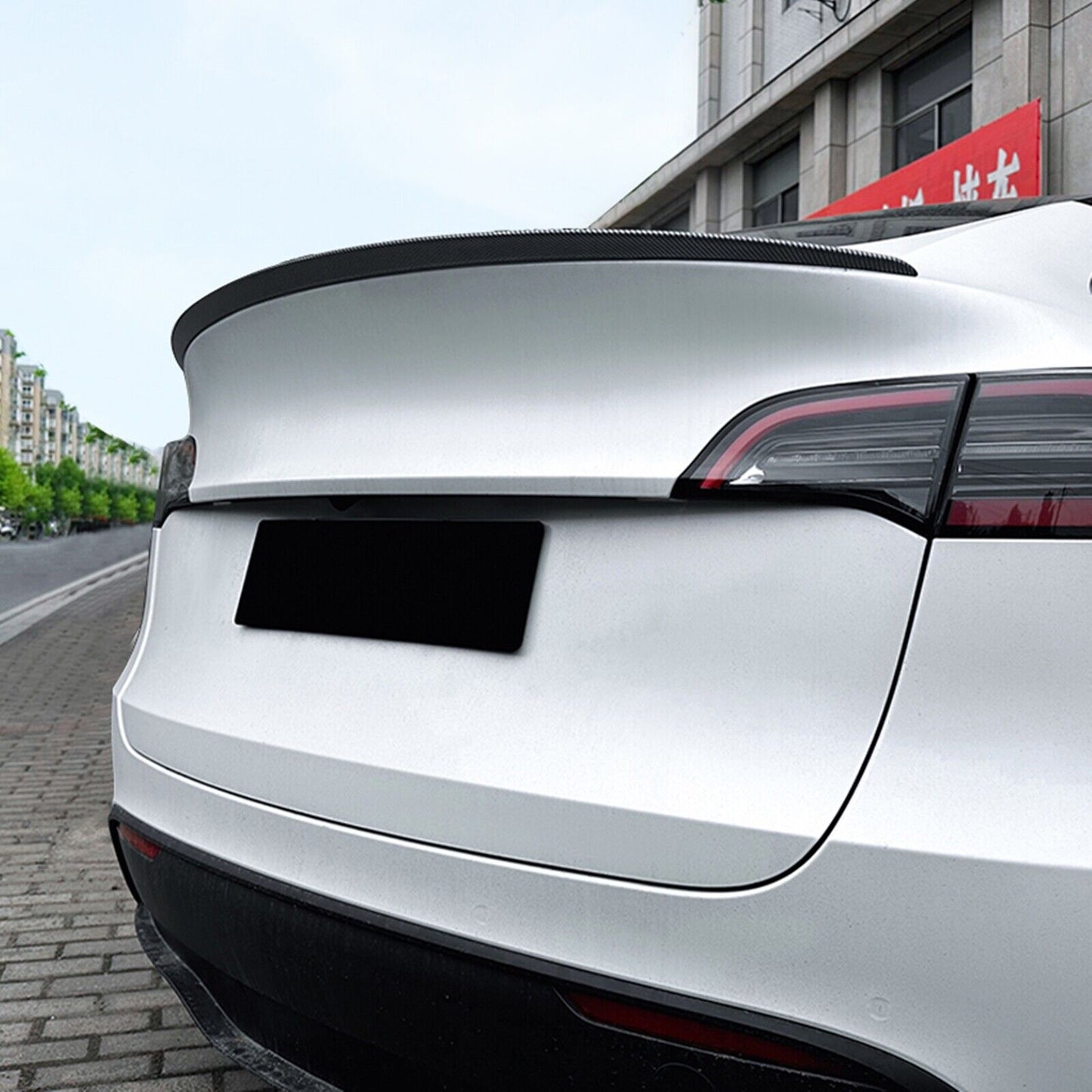 1x Rear Trunk Spoiler Wing Lip For Tesla Model Y 2020 -2024 Gloss Carbon Look