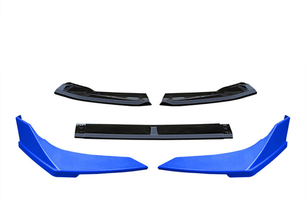 1 Set Black Front Bumper Spoiler Kit Blue Cover For Honda Civic 2019-2020 Sedan