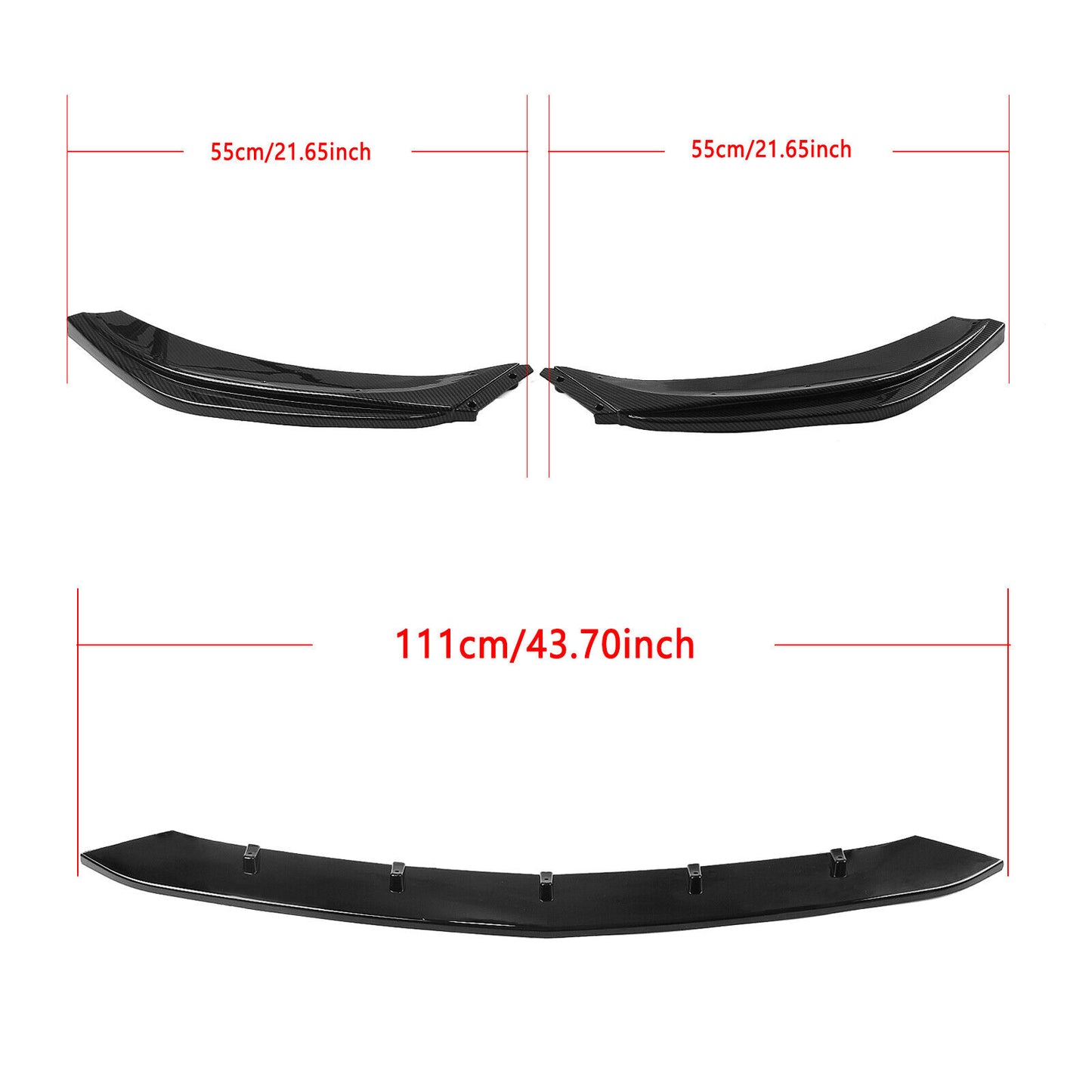 3x Front Bumper Spoiler Lip For Benz C Class W206 S206 C200 C260 C43 AMG 2022-24