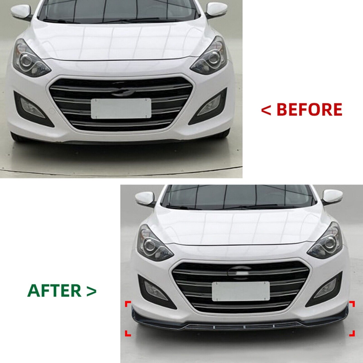 1Set Car Front Bumper Spoiler Lip For Hyundai I30 MK2 MK2.5 2012-17 Carbon Look
