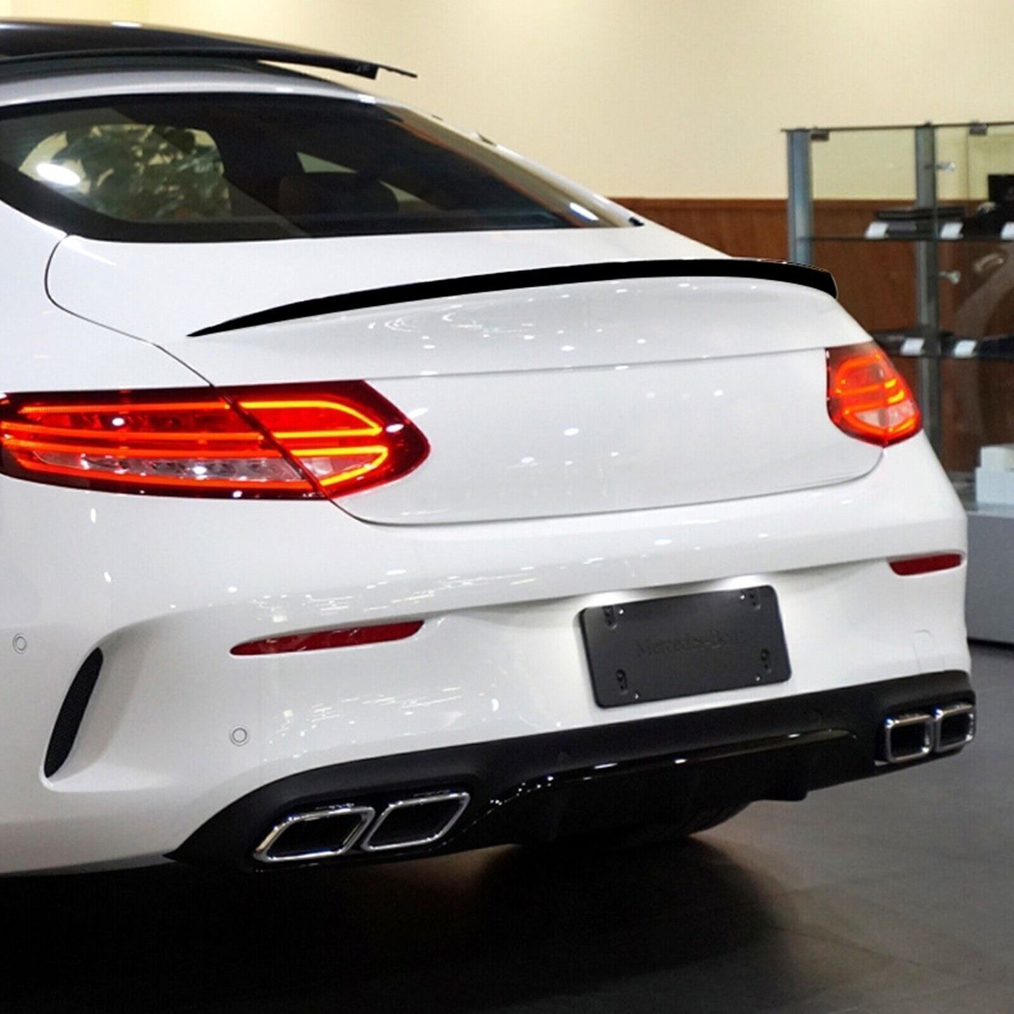 1x Glossy Black Rear Spoiler Wing For Benz C Coupe C205 C Class AMG 2015-2021