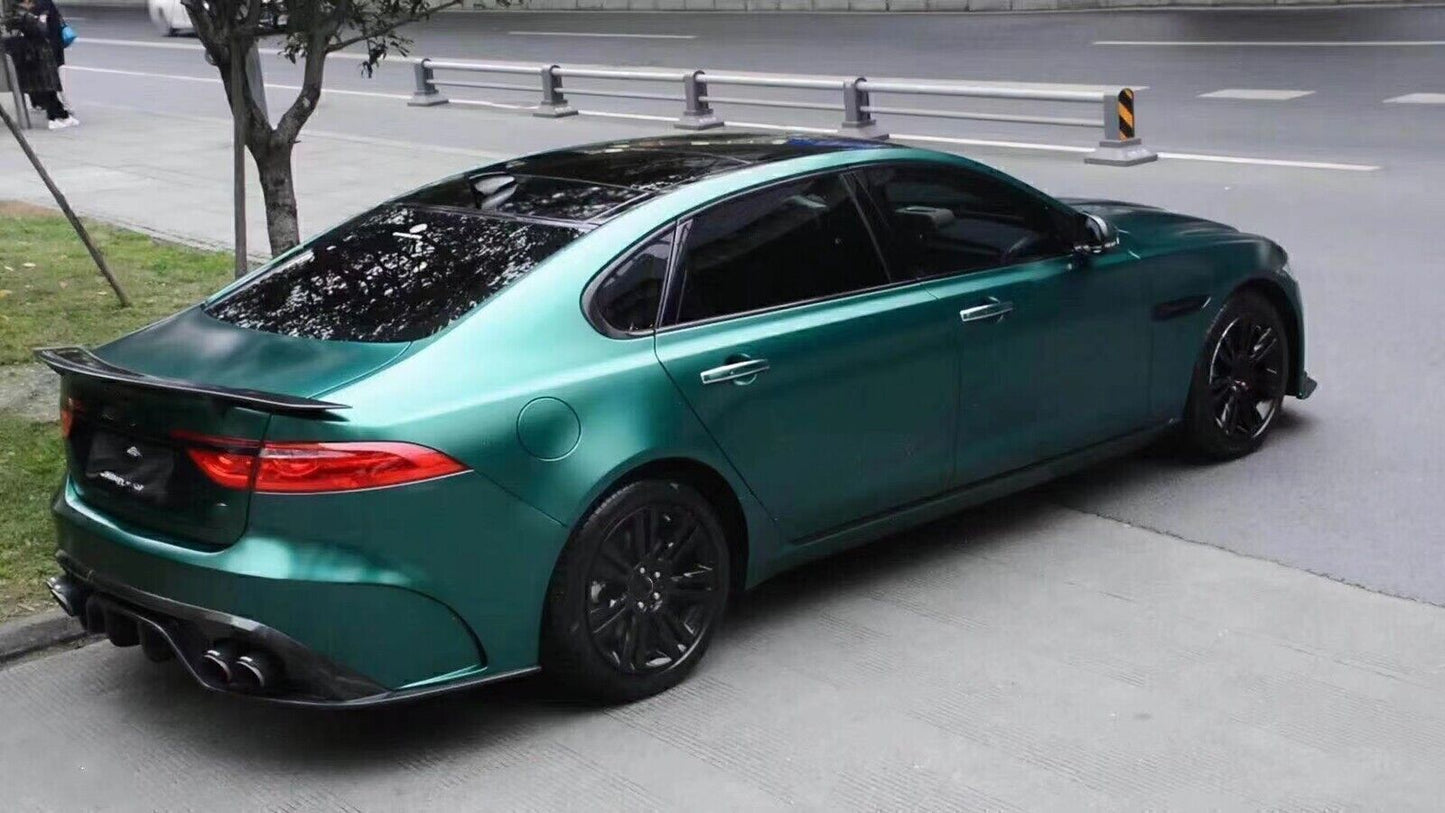 1Set Real Carbon Fiber Rear Roof Trunk Spoiler Wing Lip For Jaguar XF 2016-2020