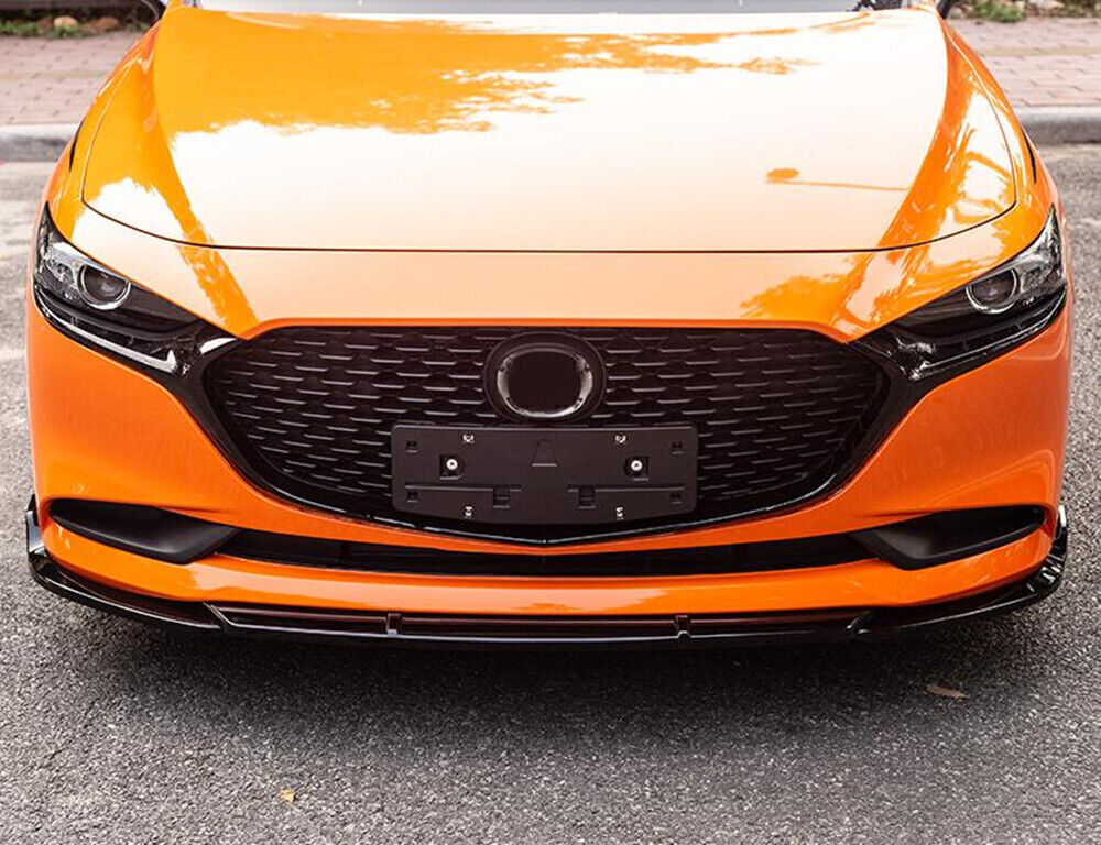1Set Carbon Fiber Look Front Bumper Spoiler Lip For Mazda 3 Sedan Axela 2019-20
