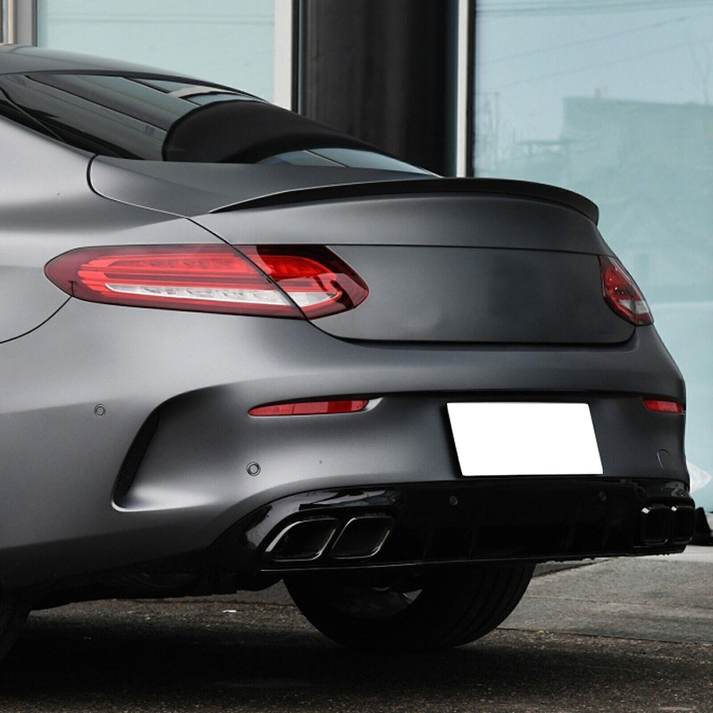1x Glossy Black Rear Spoiler Wing For Benz C Coupe C205 C Class AMG 2015-2021