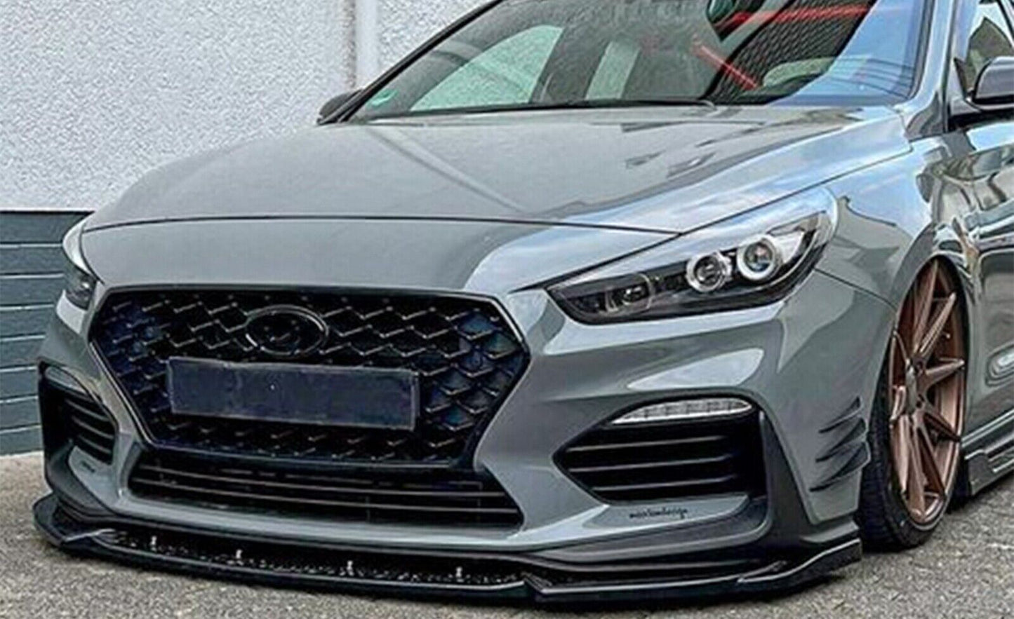 Carbon Style Front Bumper Spoiler Lip For Hyundai I30N MK3.5 Hatchback 2020-2022