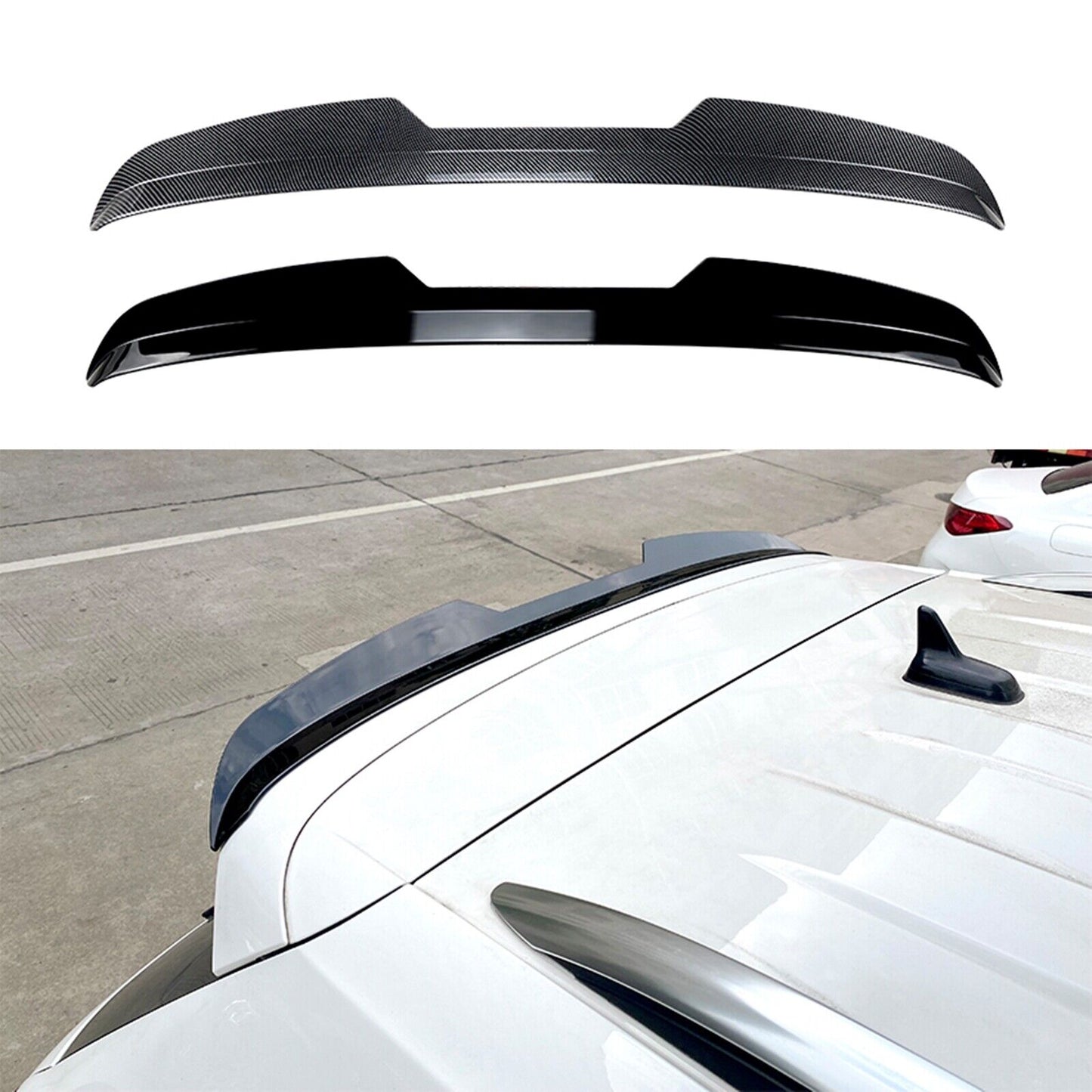 1Set Rear Trunk Spoiler Lip Kit For VW Tiguan R-Line 2017-2023 Carbon Fiber Look