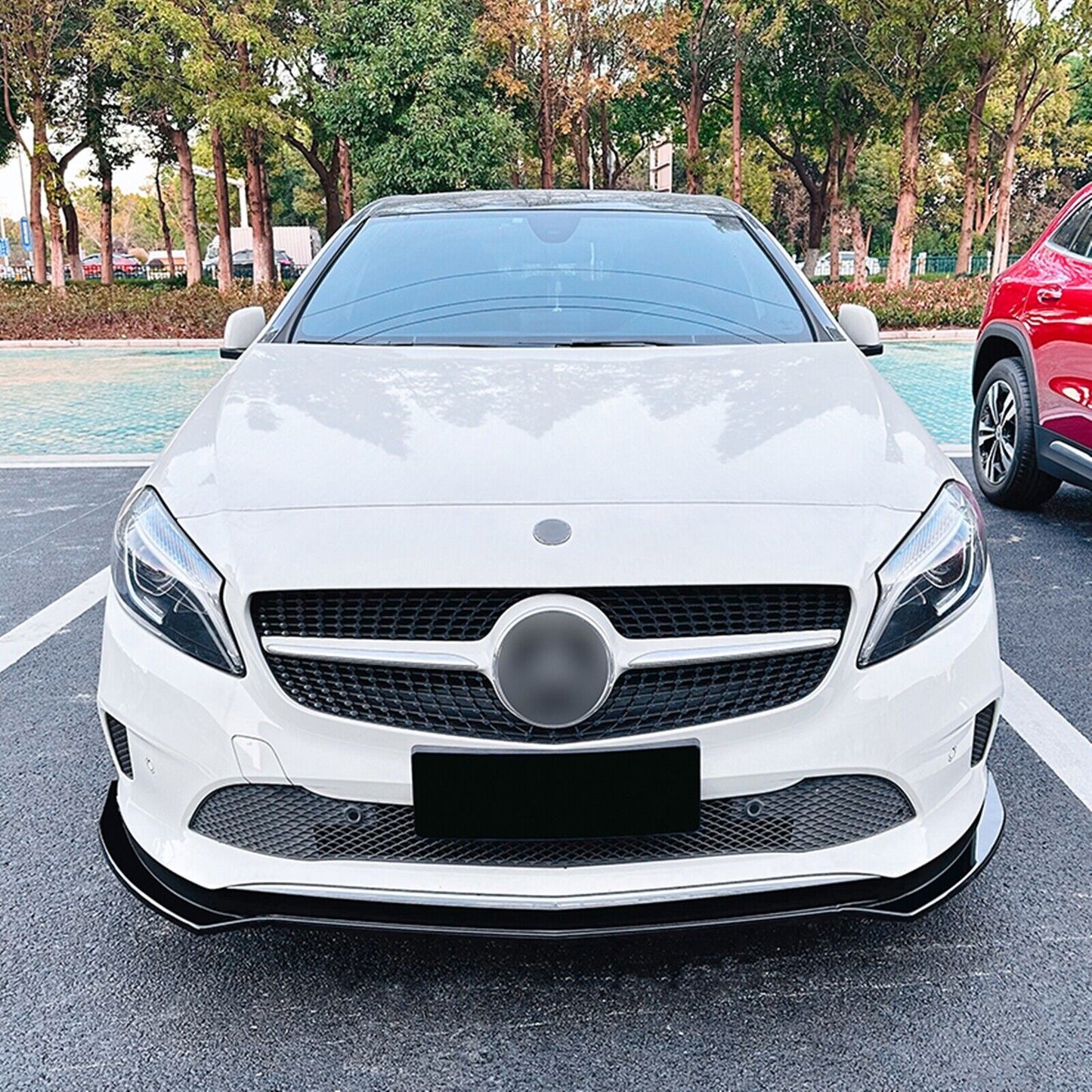 1Set Front Bumper Spoiler Lip Kit For Mercedes Benz A Class W176 2016-2018 Black