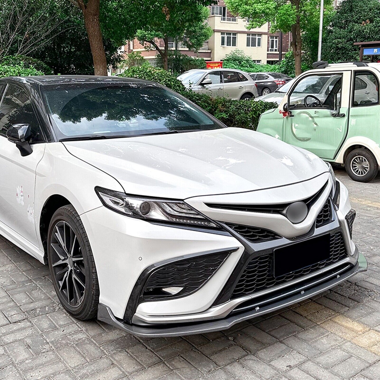 1Set Front Bumper Spoiler Lip Kit For Toyota Camry XV70 Sport 2021-2023 Carbon Fiber