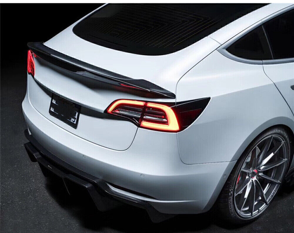 1Pc Rear Trunk Spoiler Wing Lip For Tesla Model 3 2017-2023 Real Carbon Fiber