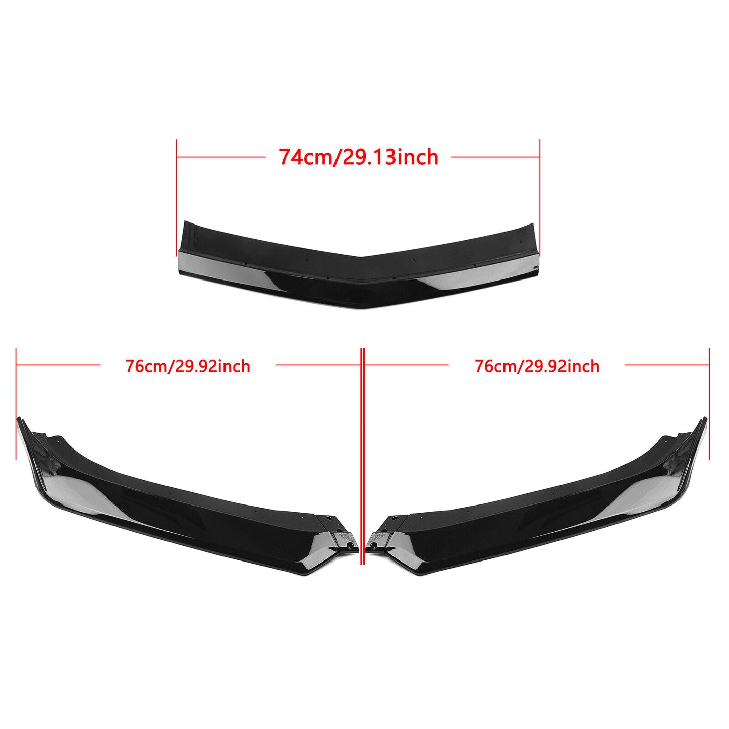 5Pcs Front Bumper Spoiler Lip Kit For Chevy Camaro 2016 2017-2022 Glossy Black