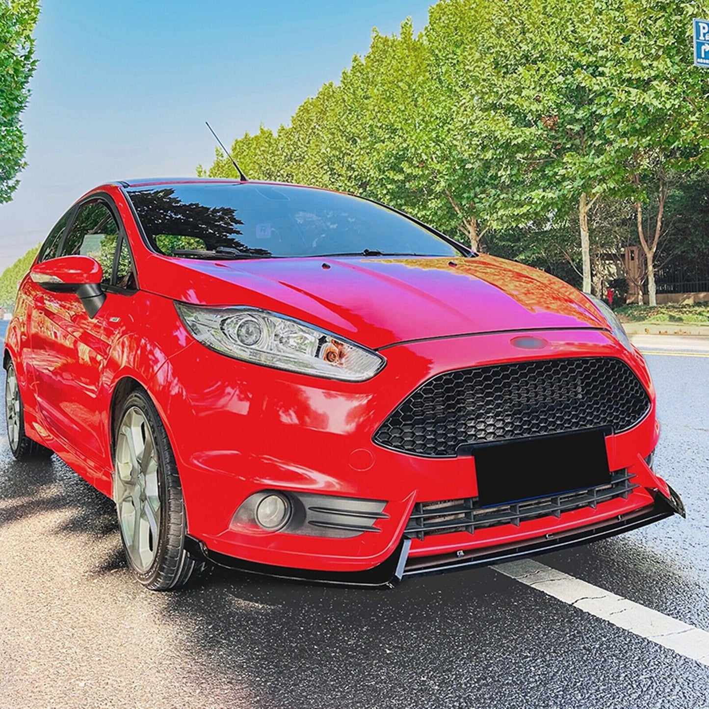 1Set Front Bumper Spoiler Lip Kit For Ford Fiesta ST MK6 2012-2017 Gloss Black