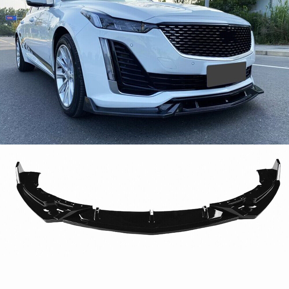 1 Set Glossy Black Car Front Bumper Spoiler Lip Fit For Cadillac CT5 2019-2020