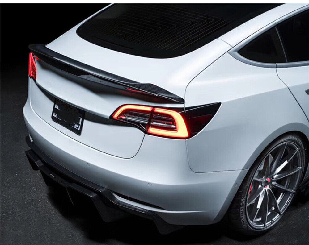 1Set Rear Diffuser+Rear Spoiler Wing For Tesla Model 3 2017 2018 2019 2020-2023