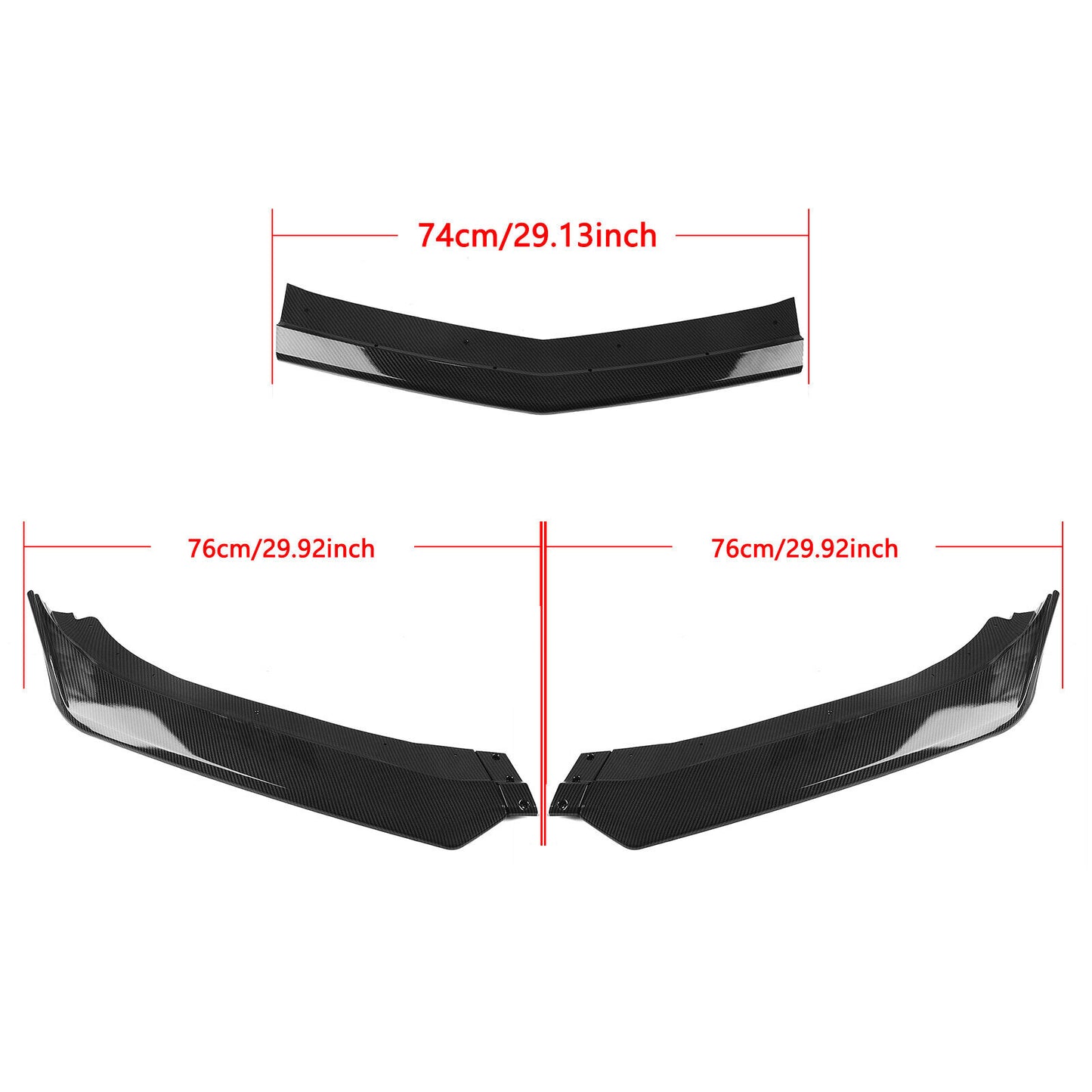 1Set Front Bumper Spoiler Lip Kit For Chevy Camaro 2016-2022 Carbon Fiber Look