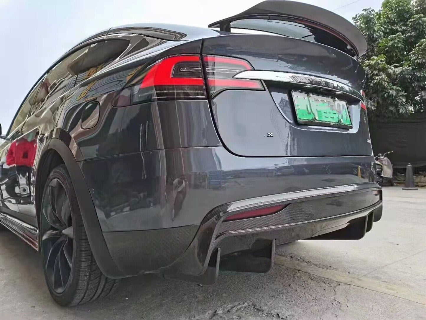 1 Set Rear Trunk Spoiler Lip Wing Carbon Fiber For Tesla Model X 2016 2017-2022