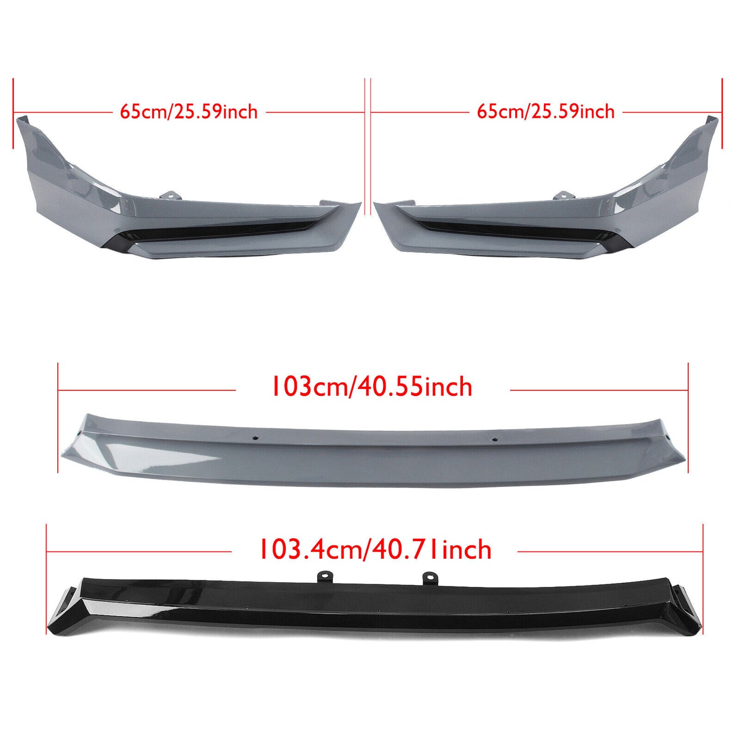 1Set Front Bumper Spoiler Lip Side Cover Gray For Honda Civic 11th All 2022-2024