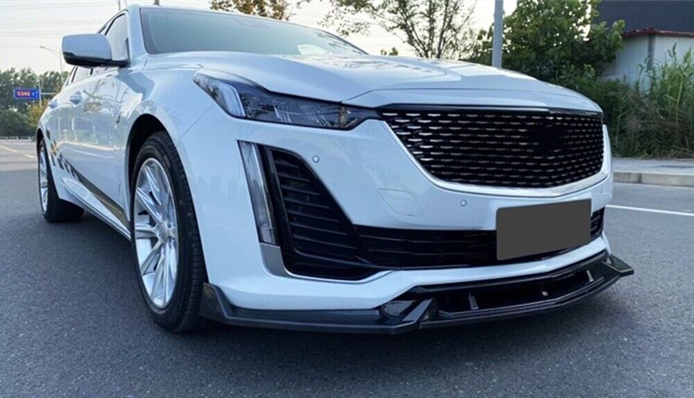 1 Set Glossy Black Car Front Bumper Spoiler Lip Fit For Cadillac CT5 2019-2020