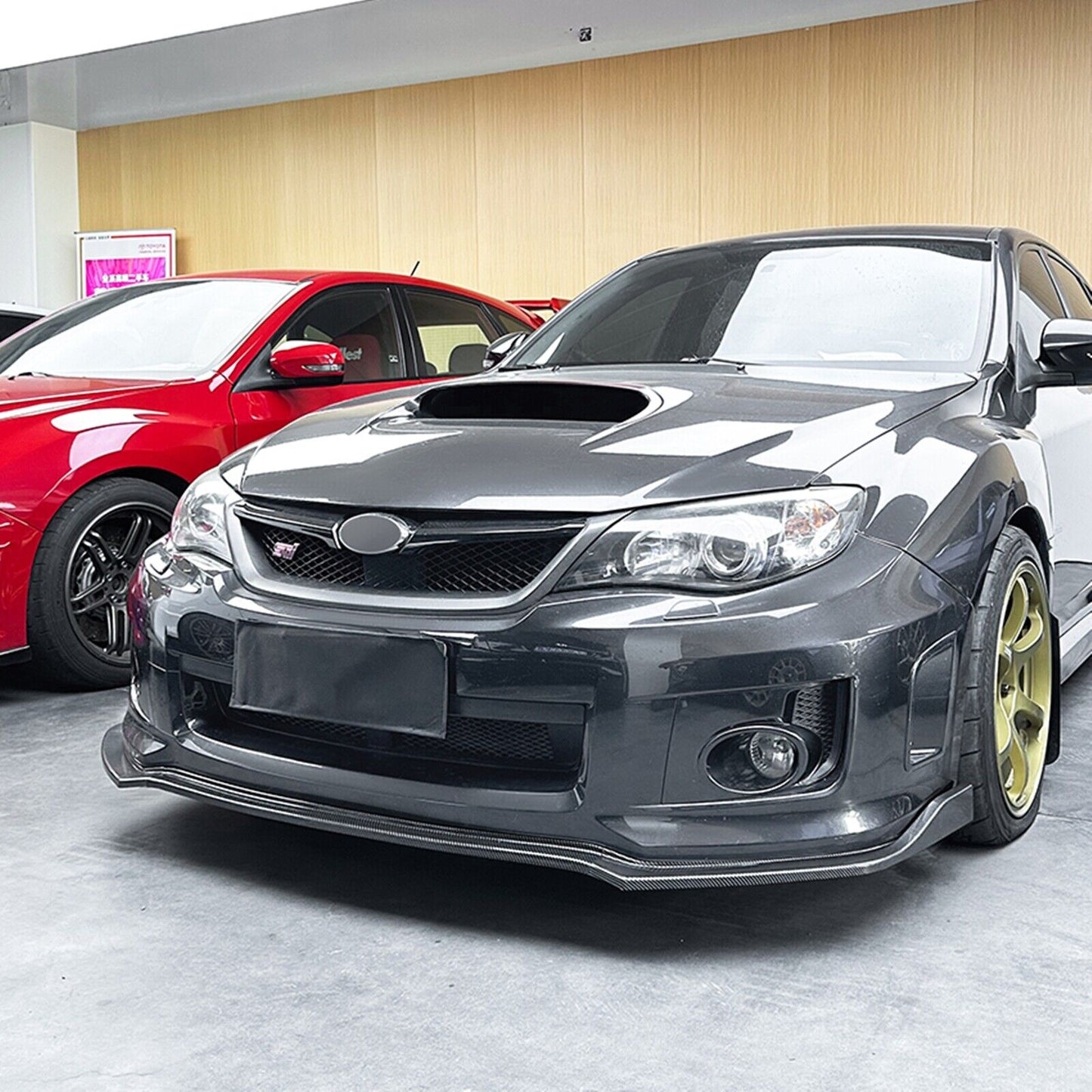 3x Front Bumper Spoiler Lip Kit For Subaru Impreza WRX STI 2011-2014 Carbon Look