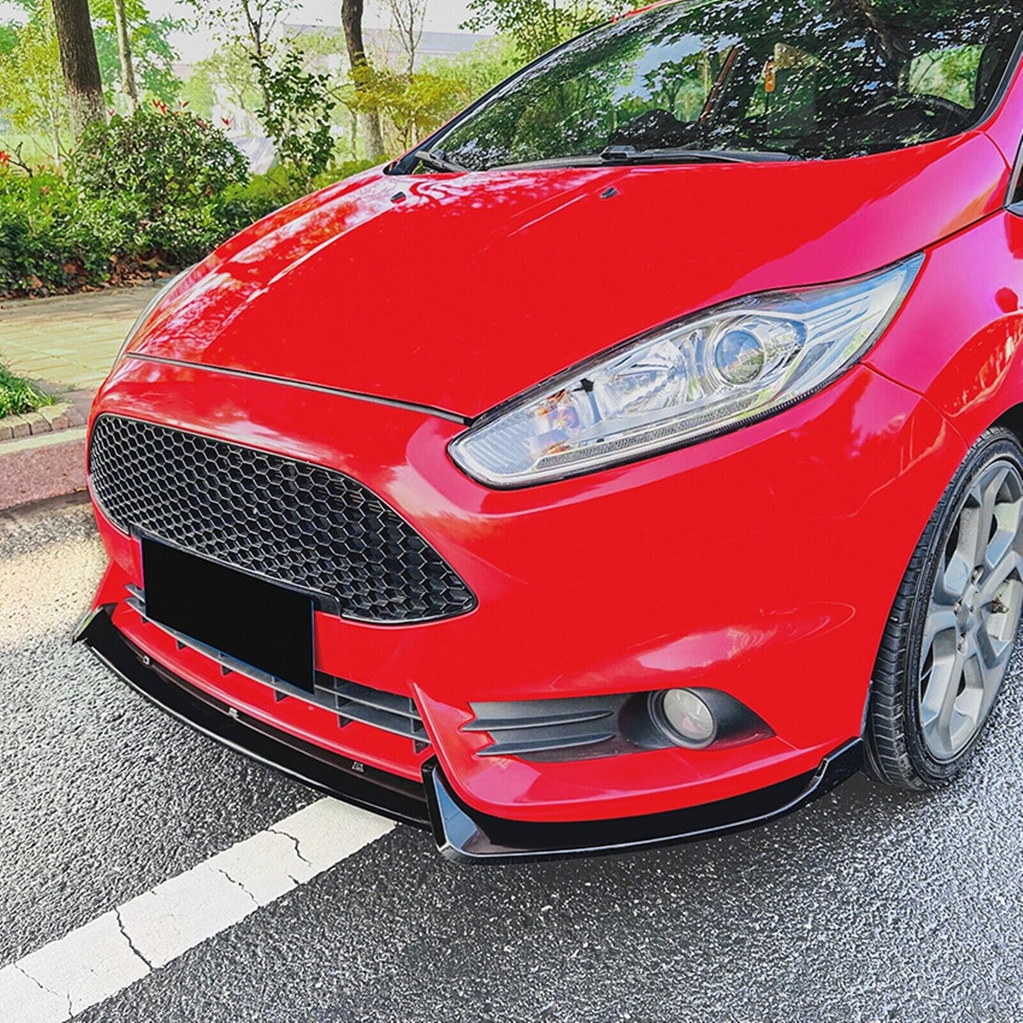 1Set Front Bumper Spoiler Lip Kit For Ford Fiesta ST MK6 2012-2017 Gloss Black