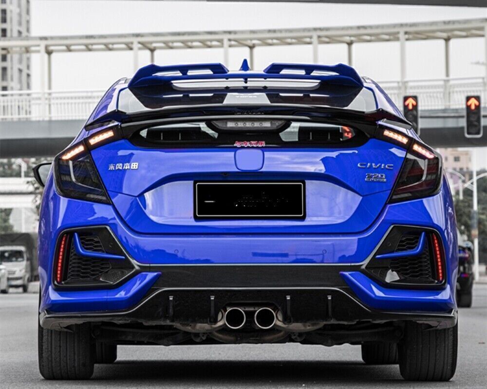 YOFER Rear Roof Spoiler Wing Lip Cover For Honda Civic Hatchback 2020-2021 Blue