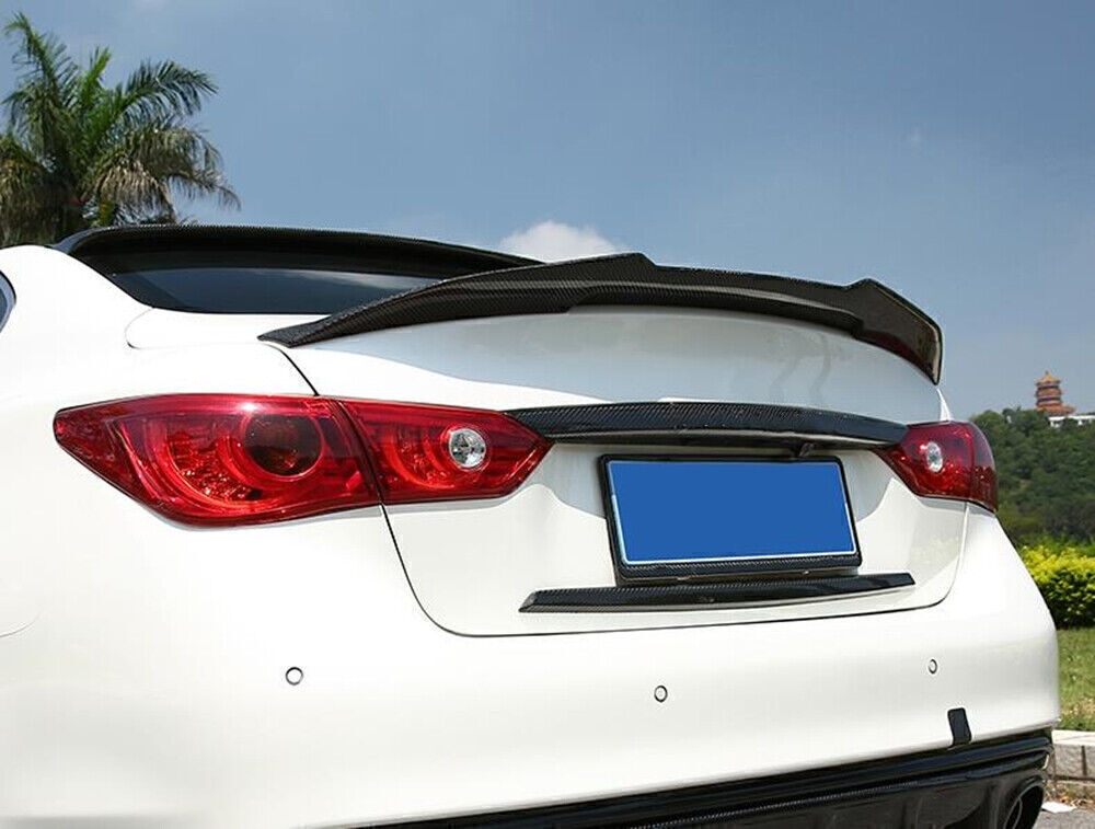 1Set Carbon Fiber Car Duckbill Trunk Spoiler Lip For Infiniti Q50 2014-2023 PSM