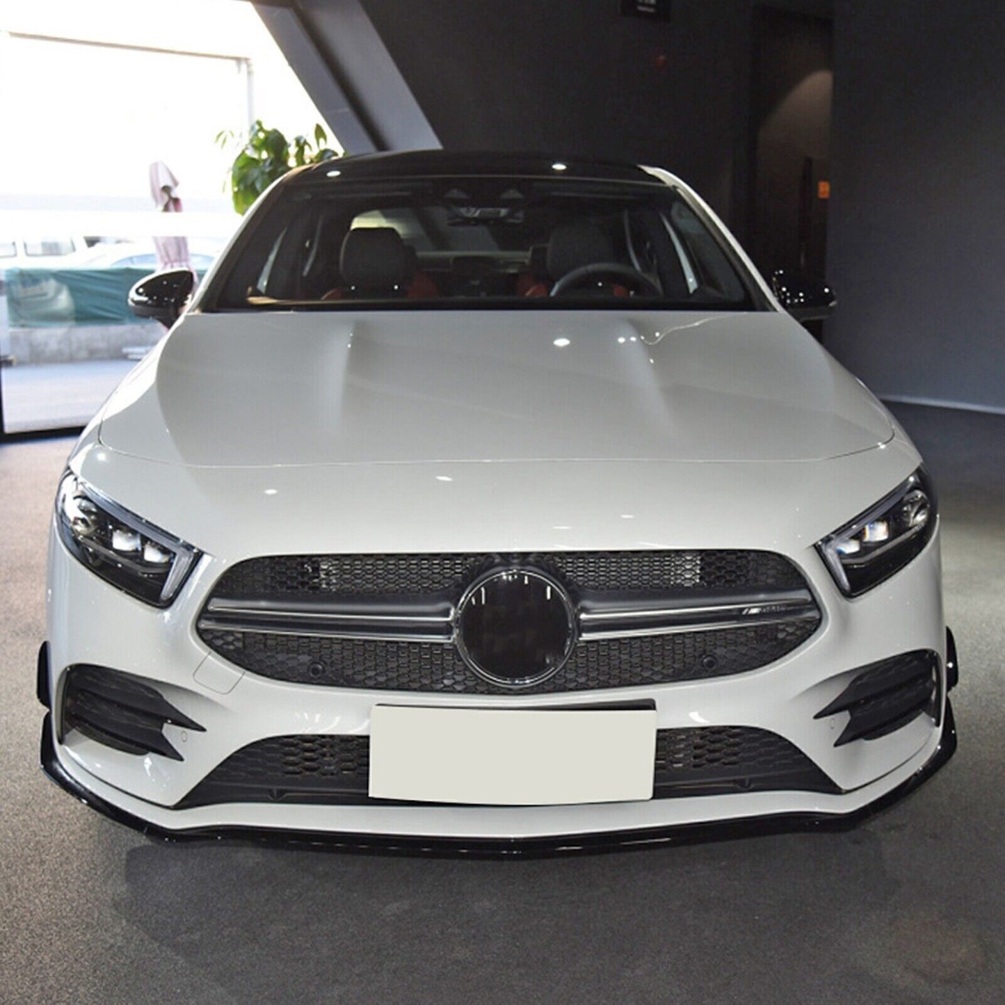 1Set Black Front Spoiler Cover Trim For Benz W177 A180 A35 AMG 2019 2020-2024
