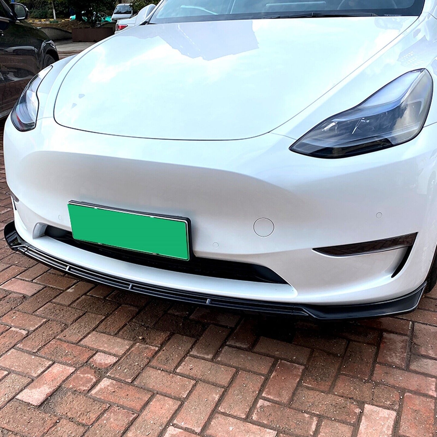 1Set Glossy Black Car Front Bumper Spoiler Splitter For Tesla Model Y 2020-2023